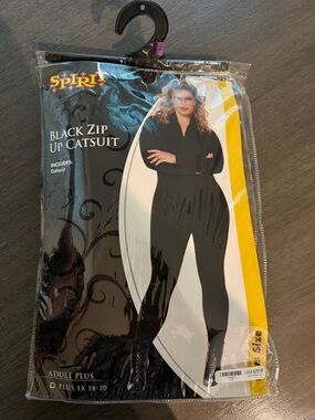 Spirit Black Zip-Up Catsuit - Plus Size